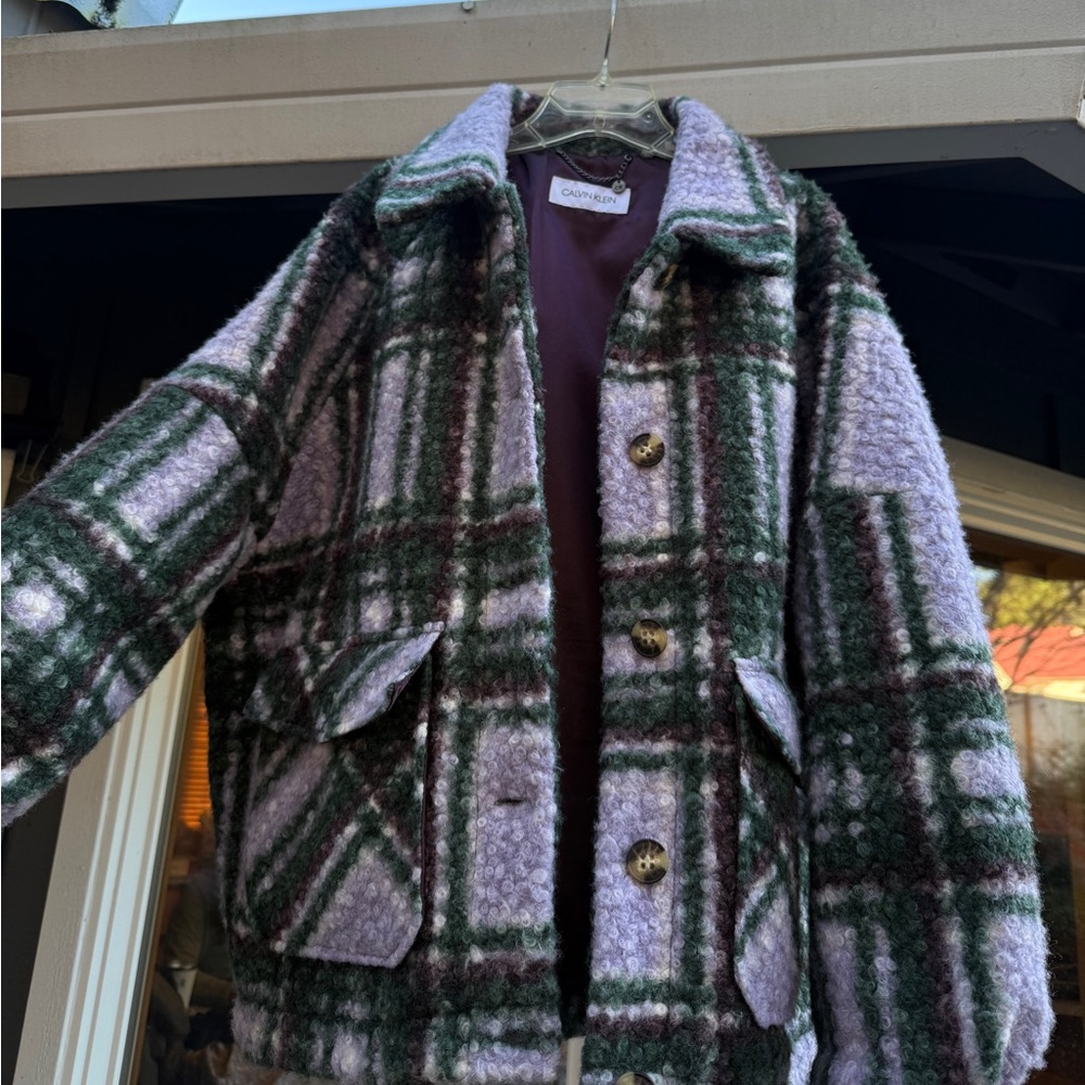 Calvin Klein Women's Green and Purple Teddy Jacket